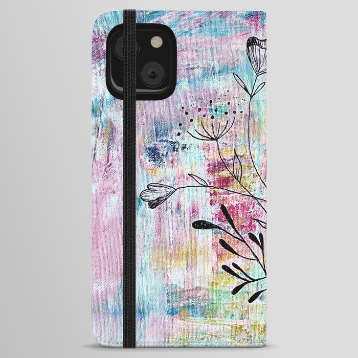 Lined Flowers iPhone Wallet Case