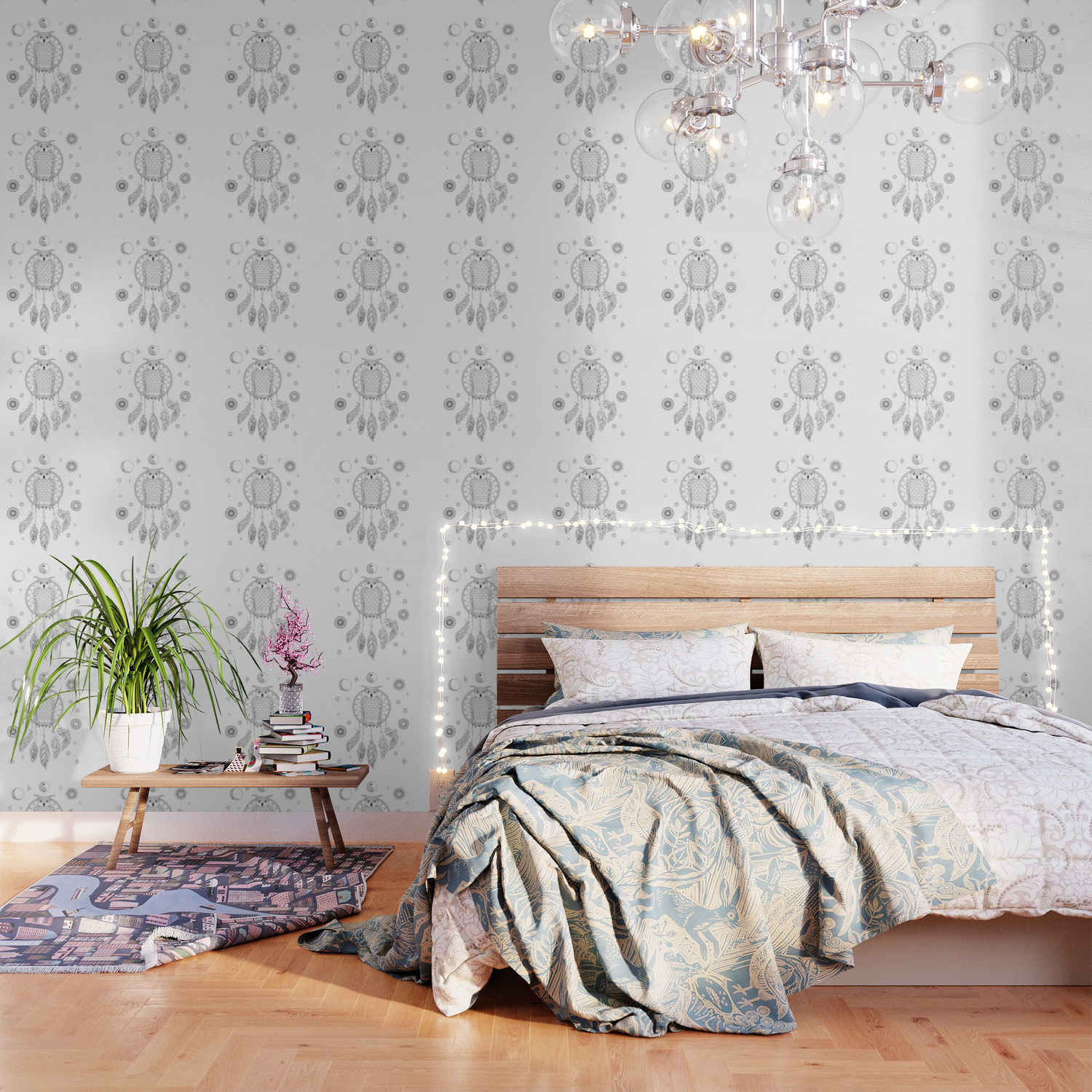 Dreamcatcher With Owl Yin Yang Moon And Sun Wallpaper