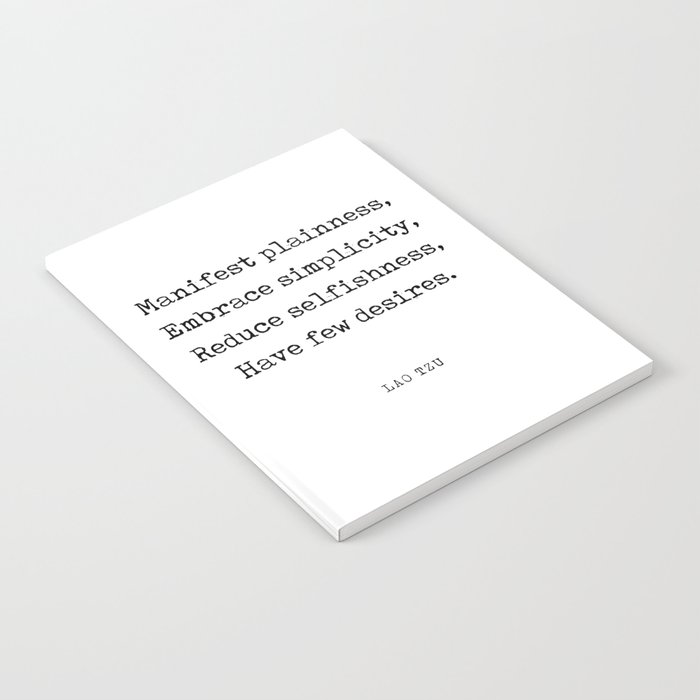 Manifest plainness - Lao Tzu Quote - Literature - Typewriter Print Notebook