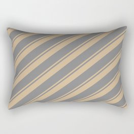 [ Thumbnail: Tan and Grey Colored Pattern of Stripes Rectangular Pillow ]
