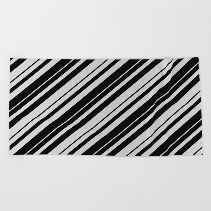 Black & Light Grey Colored Pattern of Stripes Beach Towel