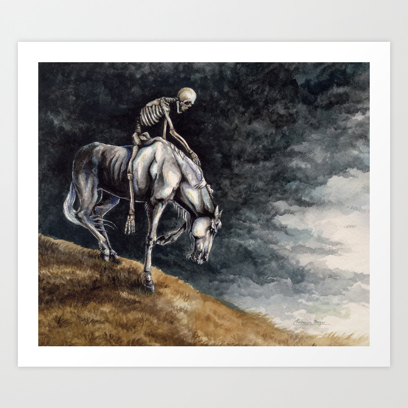 Skeleton Riding A Pale Horse Art Print By Wailingwizard Society6