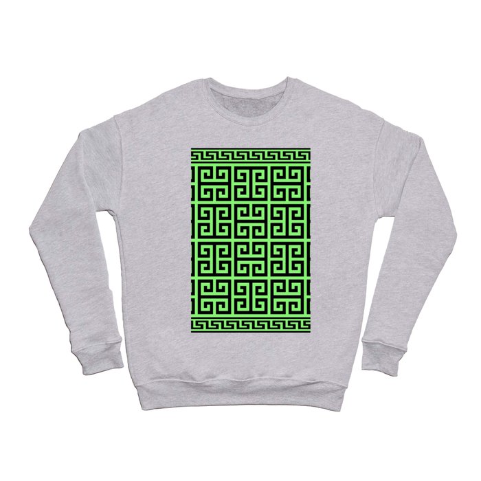 Greek Key (Light Green & Black Pattern) Crewneck Sweatshirt