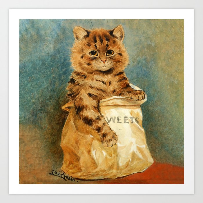 OdDdot Louis Wain Painter's Artwork - (Party's Cat) Printing Posters Gifts  Canvas Painting Wall Art Decorative Picture Prints Modern Decor