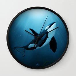 "The Dreamer" by Amber Marine ~ Orca / Killer Whale Art, (Copyright 2015) Wall Clock