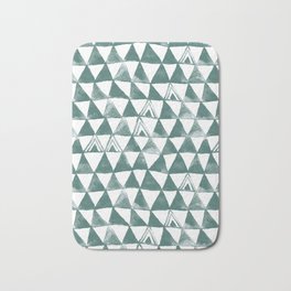 Green Tribal Triangles Bath Mat | Watercolor, Curated, Bohemian, Natural, Triangles, Boho, African, Green, Geometric, Pattern 