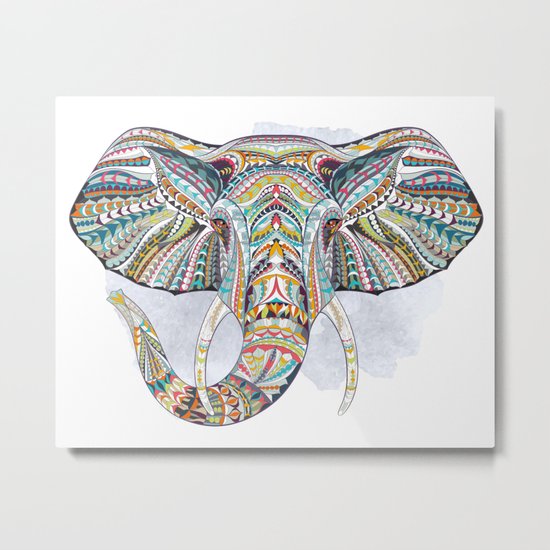 Colorful Ethnic Elephant Metal Print
