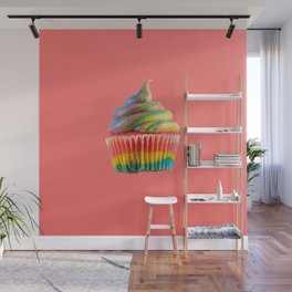 Cupcake Love | Rainbow Swirls on Coral Wall Mural