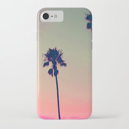 Pink Sunset, Palm Tree Silhouette Encinitas, California - Surfer iPhone Case