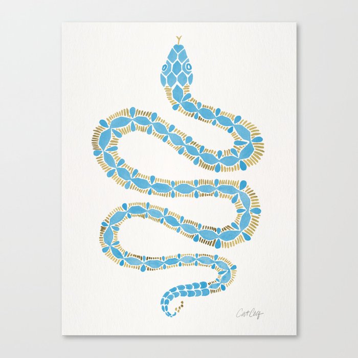 Serpent – Cornflower Blue & Gold Canvas Print