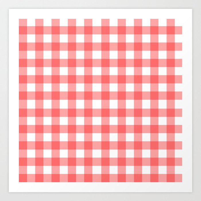 Red Gingham Fabric Cloth Seamless Pattern Art Print By