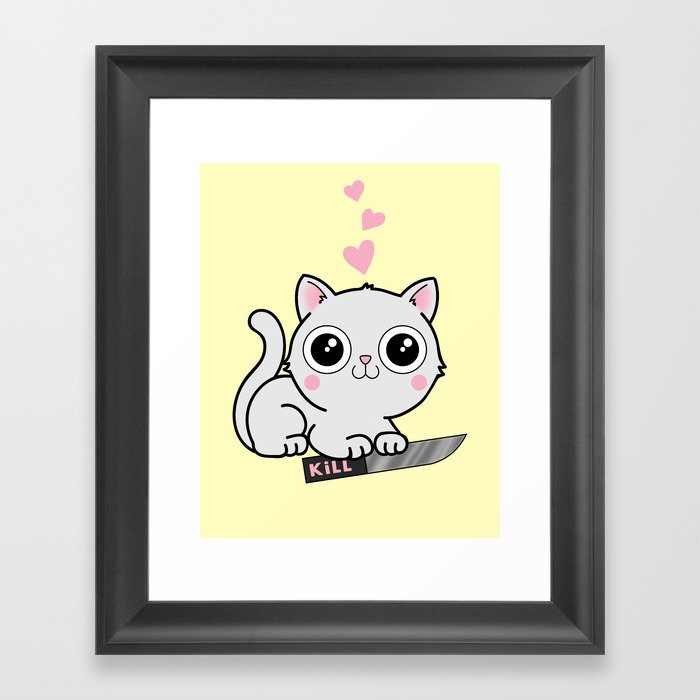 Kitty Hearts Kill - Cats Love Plotting Framed Art Print