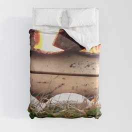 cozy by the fire Duvet Cover