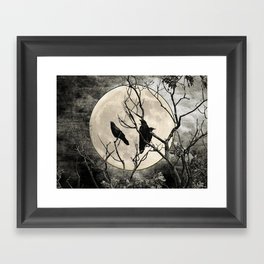 Black White Crows Birds Tree Moon Landscape Home Decor Matted Picture Print A268 Framed Art Print