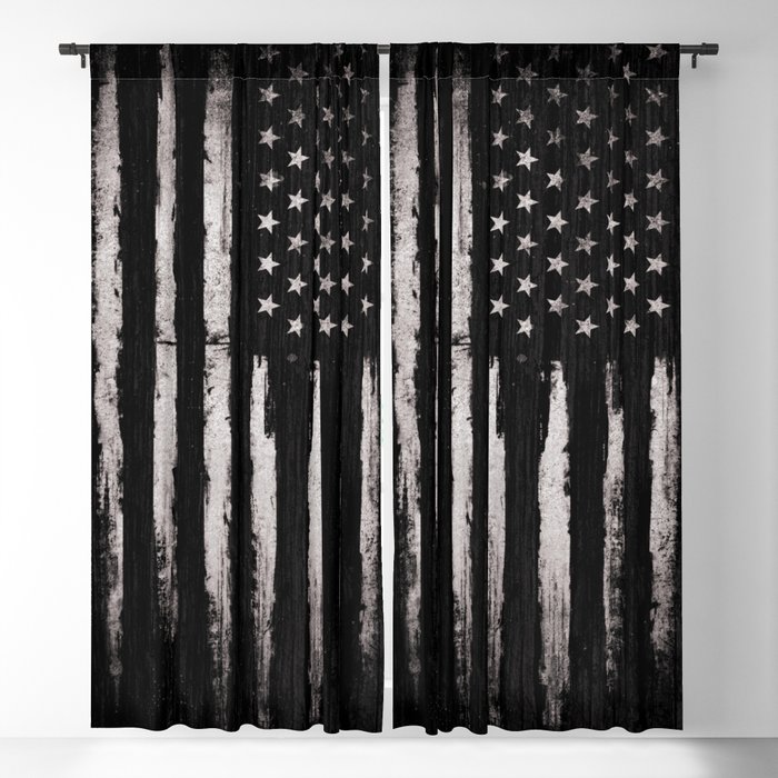 American flag White Grunge Blackout Curtain
