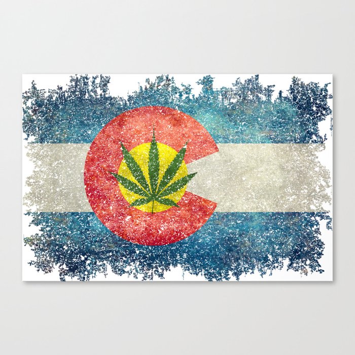 Colorado Flag with Marijuana Leaf Canvas Print