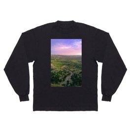 landscape mountain photo blue sky - nature landscape purple sky Art Print Long Sleeve T-shirt