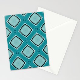 Teal Aqua Gray squares pattern Stationery Card