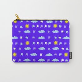 Suns and Stars and Clouds Pattern on purple background  Carry-All Pouch