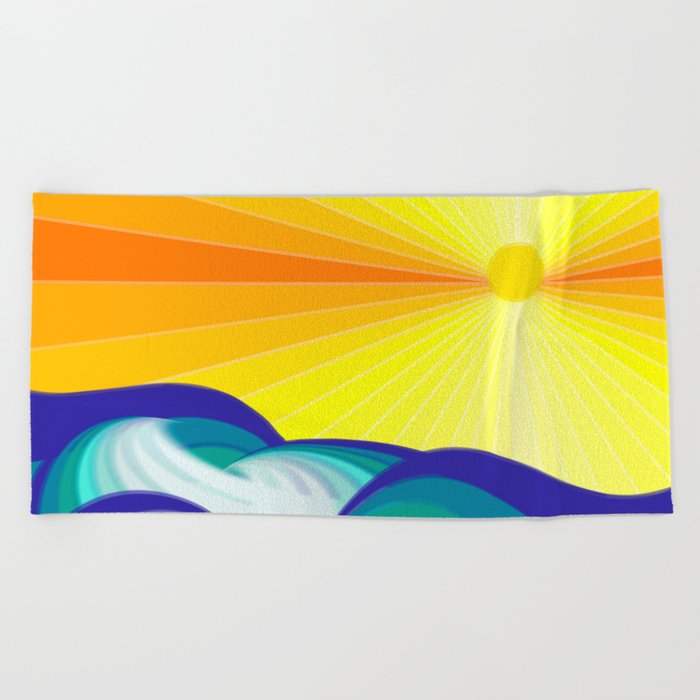 Ocean Wave - Yellow Sky Beach Towel