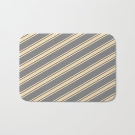 [ Thumbnail: Grey & Tan Colored Pattern of Stripes Bath Mat ]