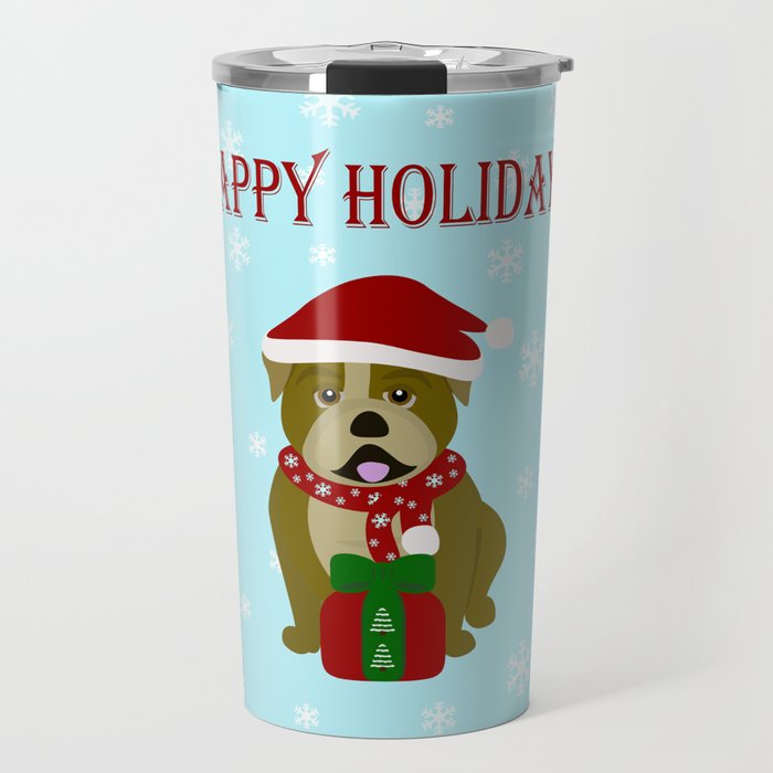 Happy Bulldog Holidays Travel Mug