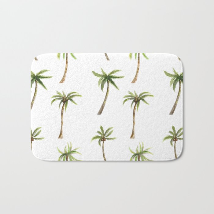 Watercolor palm trees pattern Bath Mat