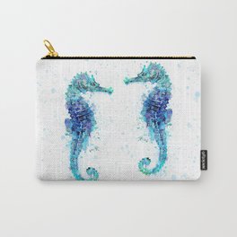 Blue Turquoise Watercolor Seahorse Carry-All Pouch