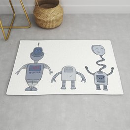Three Adorable Robots Area & Throw Rug