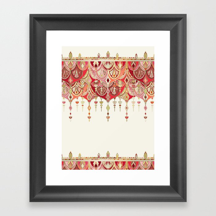 Royal Red Art Deco Double Drop Framed Art Print