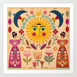 Folk Art Inspired By The Fabulous Frida Art Print