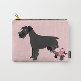 Black Schnauzer and Flowers Dog Pink Carry-All Pouch