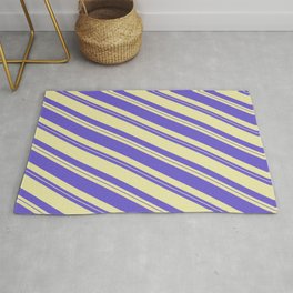 [ Thumbnail: Slate Blue & Pale Goldenrod Colored Lines/Stripes Pattern Rug ]