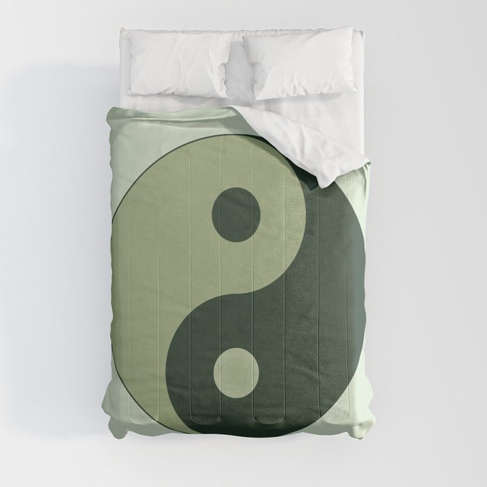 Green Pastel Yin Yang Minimal Comforter