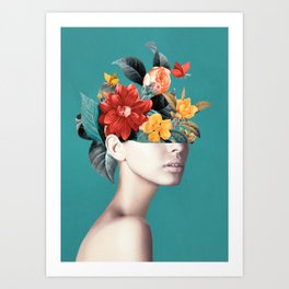 woman with flowers 16 Art Print