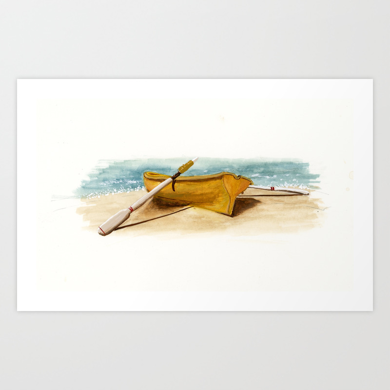 Shore Time Rowboat Boat Seashore Beach Art Print By