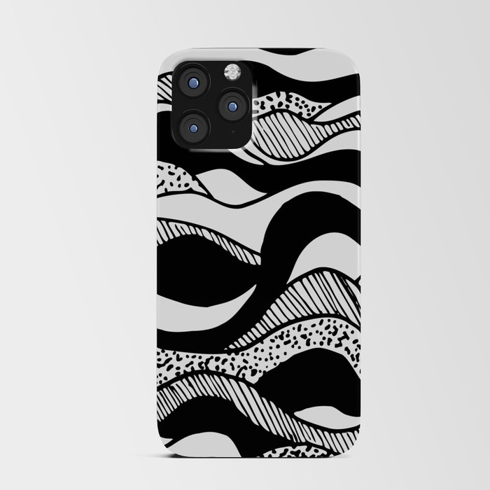 Abstract black and white sand waves iPhone Card Case