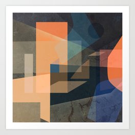 Abstract orange and navy blue composition Art Print