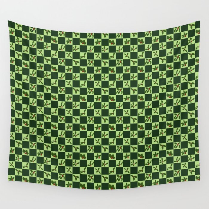 Checkerboard Christmas Wall Tapestry
