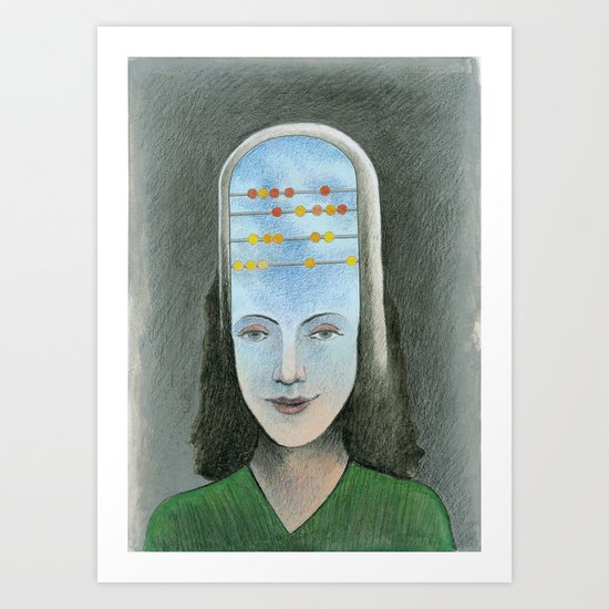 Counting head Art Print