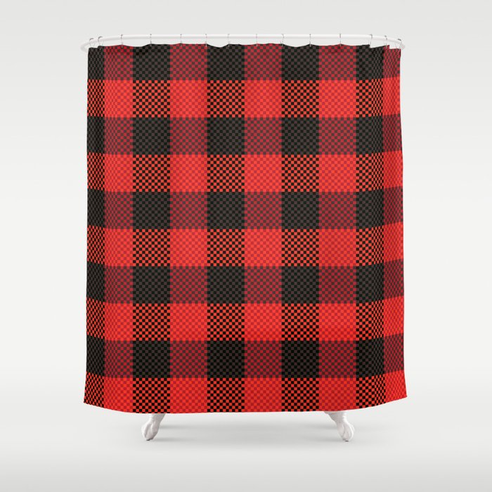 Pixel Plaid - Lumberjack Shower Curtain