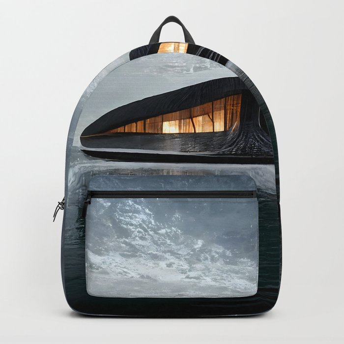Interstellar Landscape with Building on Icy Planet Backpack