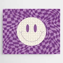 Warp checked smiley in purple Jigsaw Puzzle