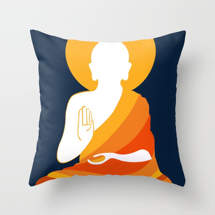 Lord Buddha Illustration Throw Pillow