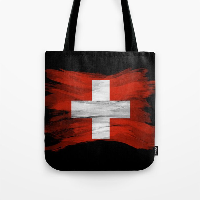 Switzerland flag brush stroke, national flag Tote Bag