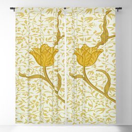 William Morris Mustard Yellow Tulip Floral Pattern Blackout Curtain