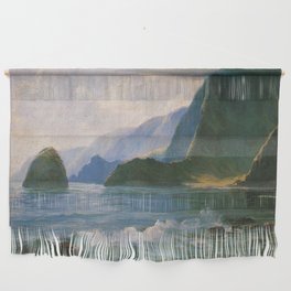 Under the Cliffs of Molokai, Hawaiian landscape painting by D. Howard Hitchcock Wall Hanging