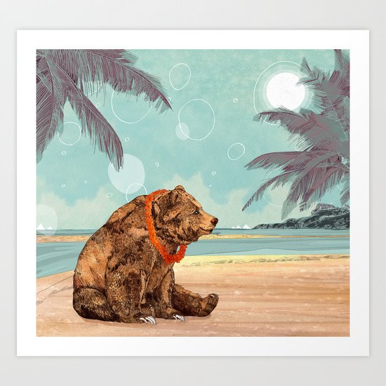 Beach Bear Art Print