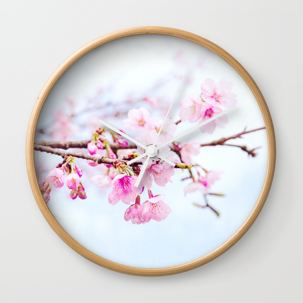 Japanese Cherry Blossom Tree Oh Kanzakura Wall Clock By