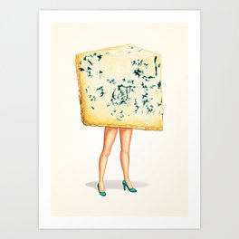 Cheese Pin-Up: Gorgonzola Art Print